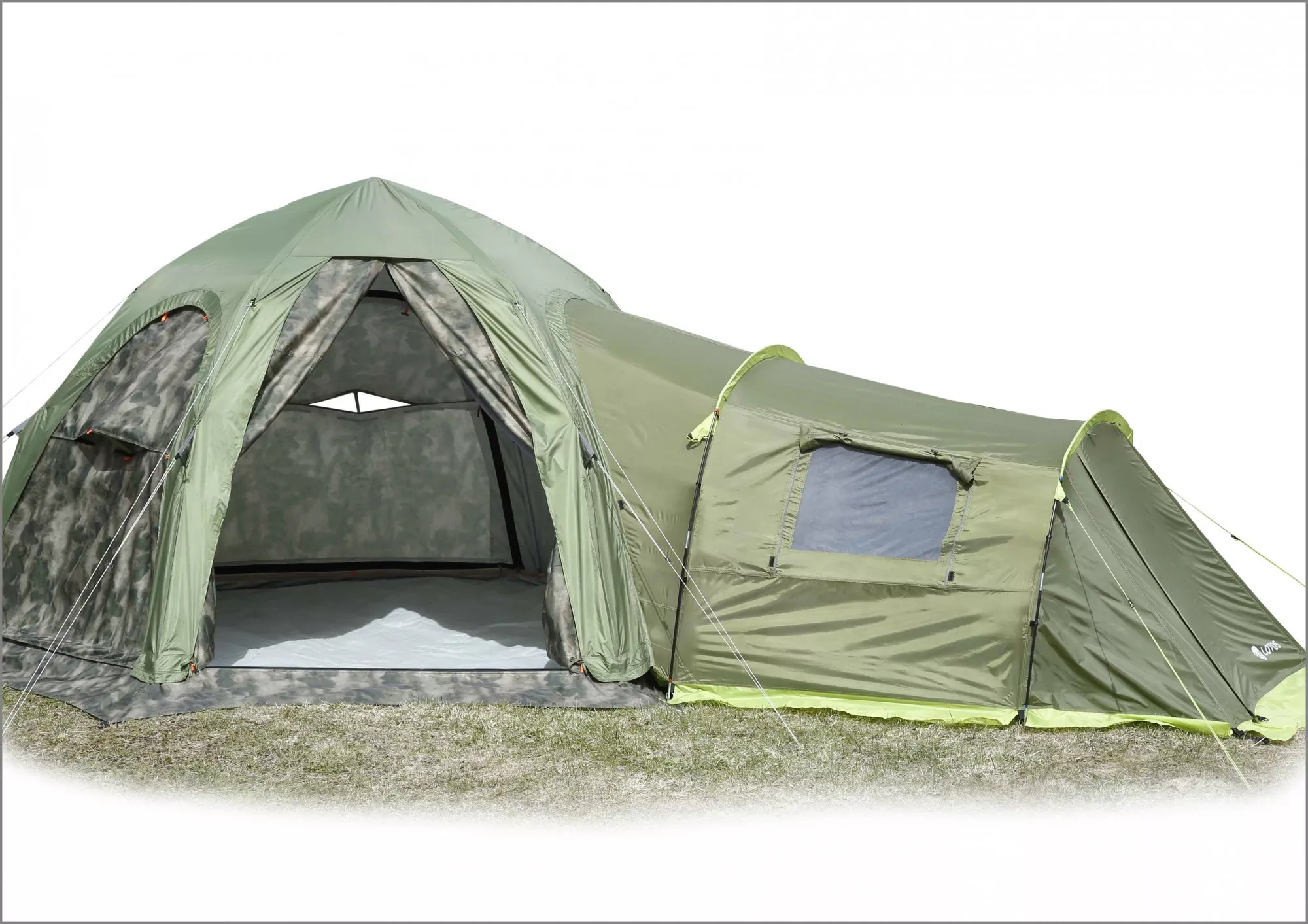 Туристическая палатка ЛОТОС 5 Универсал (кмф) с пристегнутой Спальной палаткой