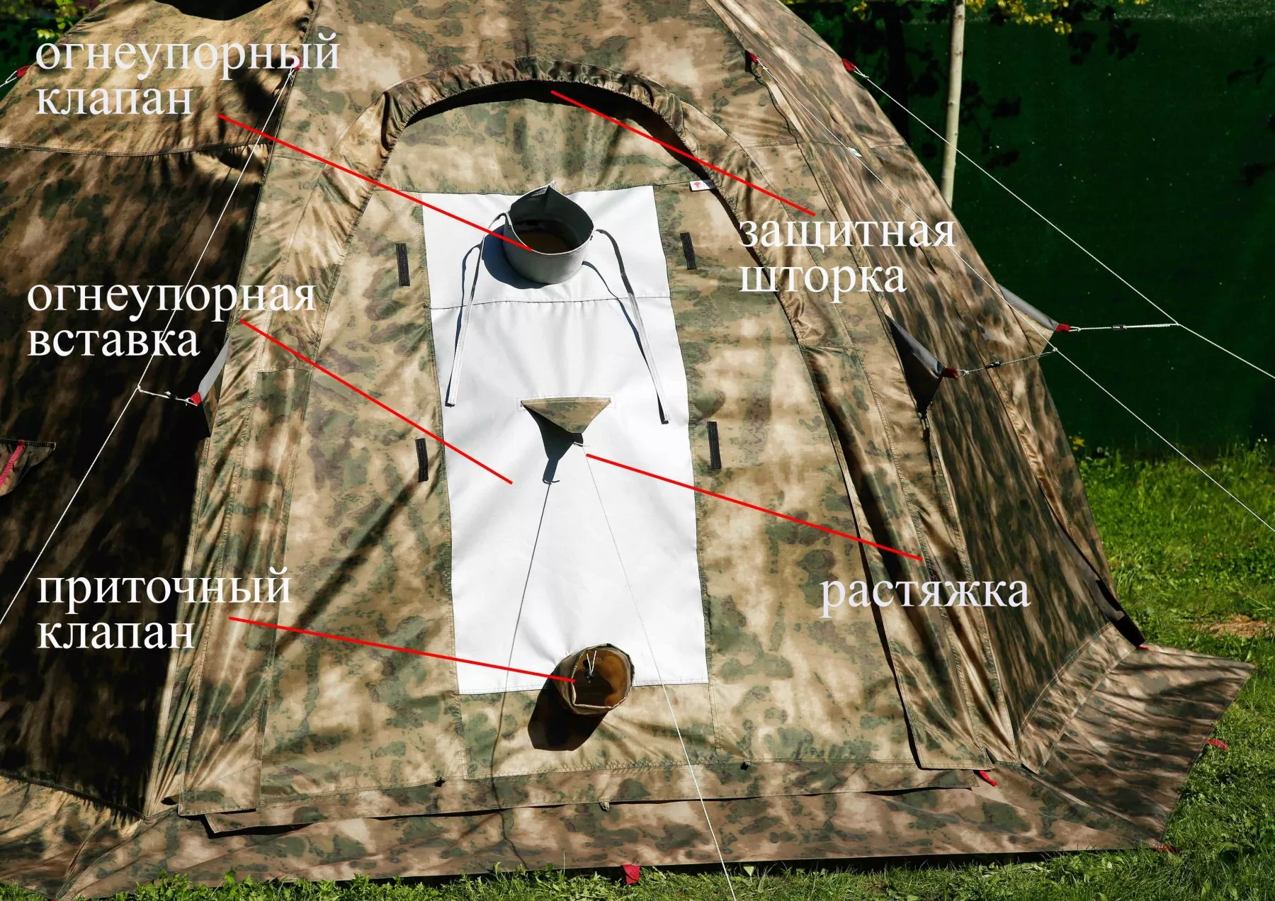 Универсальная палатка с печкой ЛОТОС 5У (огнеупорная стенка)