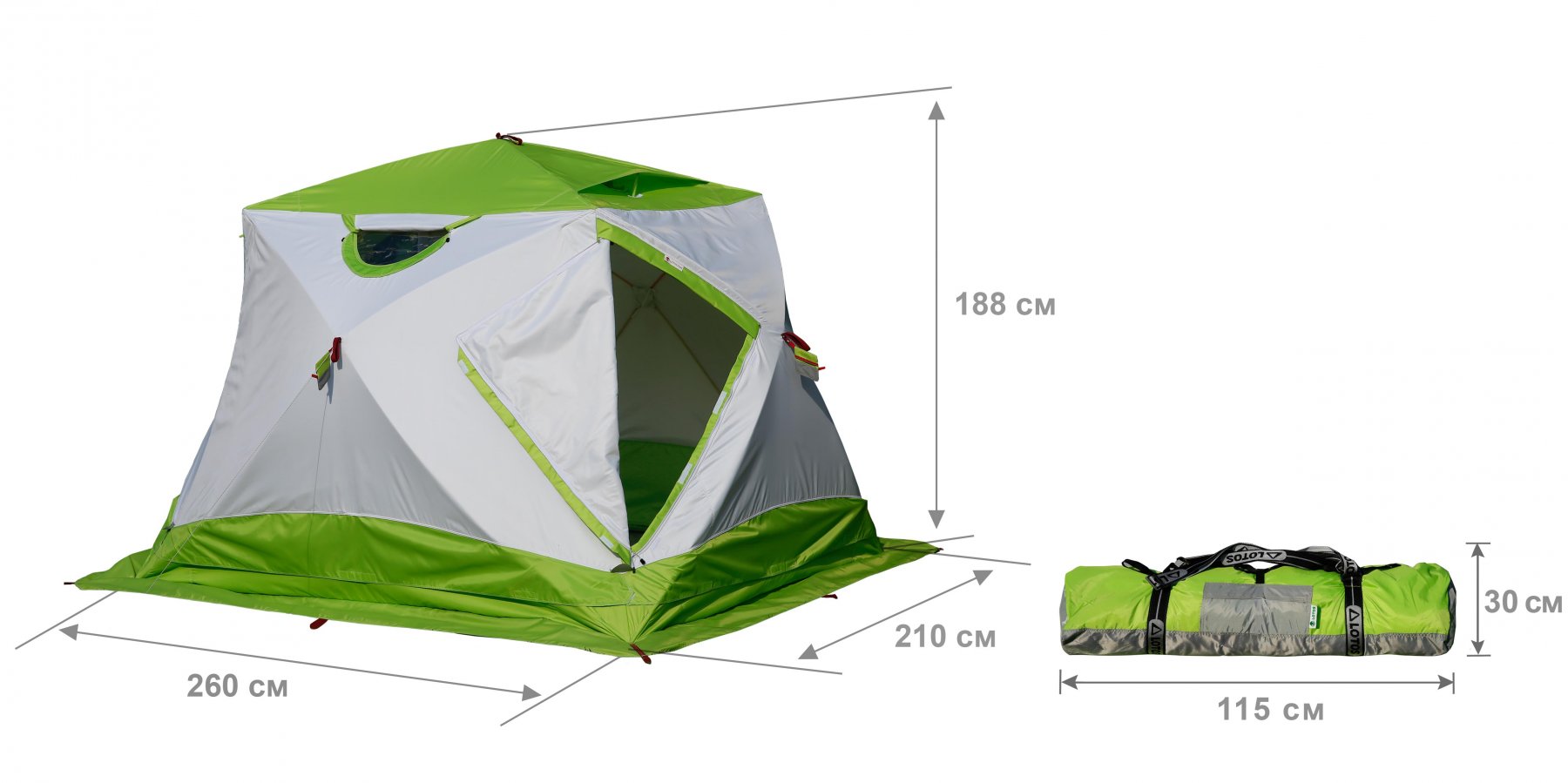 Утепленная зимняя палатка ЛОТОС Куб 4 Компакт Термо (размеры)