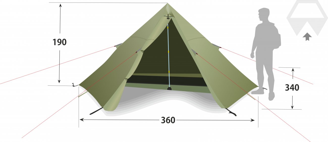 Туристическая палатка Лотос Пирамида-2 (схема с размерами)