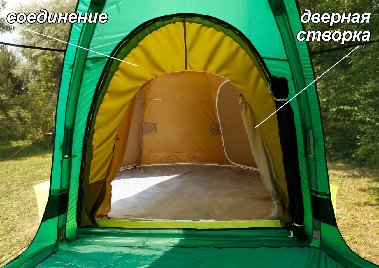 Соединение объединяет две палатки в единый жилой комплекс